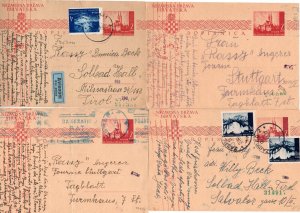 NDH CROATIA GERMAN PUPPET STATE VERY NICE LOT 8 SCARCE POSTAL CARDS