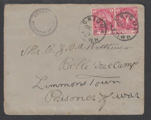 Cape of Good Hope Sc 60 used 1900 GRIQUA TOWN Censored Cover to Prison Camp, POW 