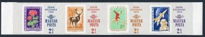 Hungary B254-B257a,B257b imperf,MNH. Stamp Day 1965.Geraniums,Red deer,Gagarin.