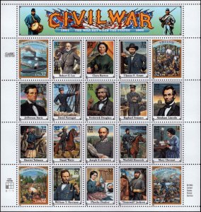 US #2975 32¢ CIVIL WAR MNH PANE OF 20 #S1111 DURLAND $32.00