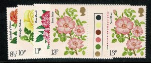 GB 1976 Roses. Traffic Light Gutter Pair Set of 4 values.