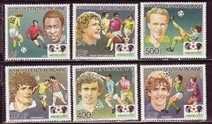 Central Africa 730-6 Soccer Mint NH