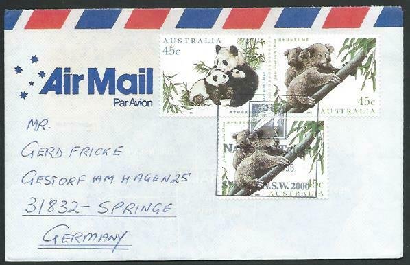 AUSTRALIA 1996 cover to Germany - nice franking - Sydney pictorial pmk.....14712