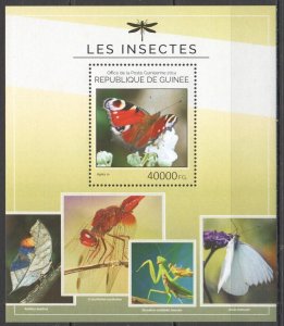 B1137 2014 Guinea Fauna Butterflies Insects 1Bl Mnh Stamps