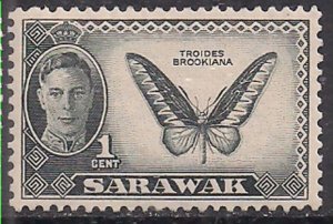 Sarawak 1950 KGV1 1c Insect Troides MLH SG 171 ( L988 )