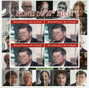 Chad Famous People Stamps 2020 CTO John F Kennedy JFK US Presidents 4v M/S 