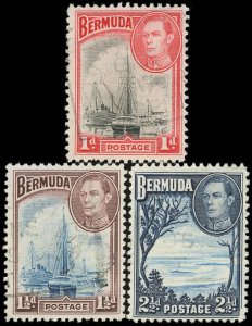 BERMUDA Sc 118-120 USED - 1940 Hamilton Harbor & Grape Bay-Sound, no faults