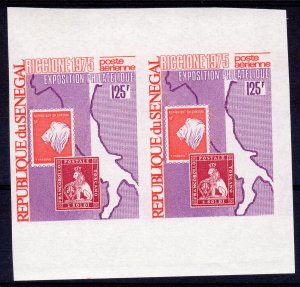 Senegal 1975 Sc#C139 Stamps on Stamps/Riccione 1975 Pair Imperforated MNH