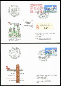 Switzerland Stamps Lot of 5 Flight Covers 1988 with Envelope