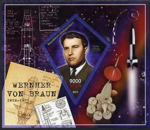 MADAGASCAR - 2013 - Wernher von Braun - Perf Souv Sheet - MNH-Private Issue