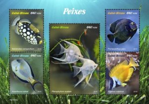 Guinea-Bissau - 2019 Fish on Stamps - 5 Stamp Sheet - GB190104a