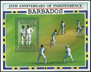 Barbados 817,MNH.Michel Bl.28. Independence,25th Ann.1991.Cricket players.