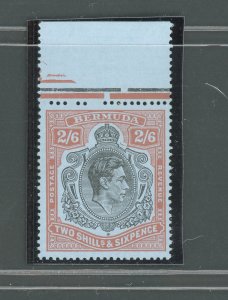 1938-53 BERMUDA, Stanley Gibbons #117, GEORGE VI Portrait, 2s. 6d.black and red/