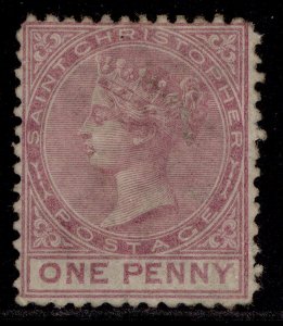 ST KITTS-NEVIS - St Christopher QV SG2, 1d magenta, USED. Cat £32. PERF 12½