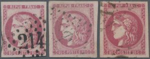 MOMEN: FRANCE 1870 Yv #49,49a,49b 1870 USED *SIGNED* €1,100 LOT #63922