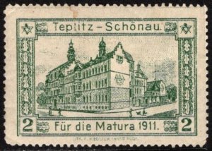 1911 Czech Charity Poster Stamp Teplitz-Schönau For The High School Diploma