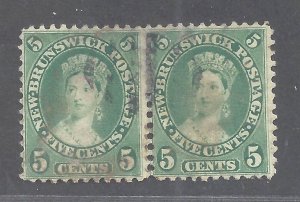 Canada NEW BRUNSWICK # 8a USED PAIR 5c BLUE GREEN QV BS26514