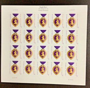 4704  Purple Heart Forever sheet of 20  FV $13.60  2012