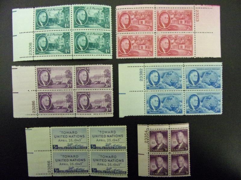 1945 US Commemorative Plate Block Year Set Complete #927-938 MNH OG F/VF