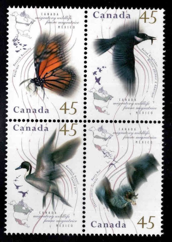 Canada Scott 1563, 1565-1567a MNH** Migratory Wildlife block corrected