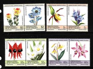 St Vincent Grenadines-Sc#476-9-Unused NH set-Flowers-1985-