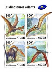 Niger - 2018 Flying Dinosaurs - 4 Stamp Sheet - NIG18513a