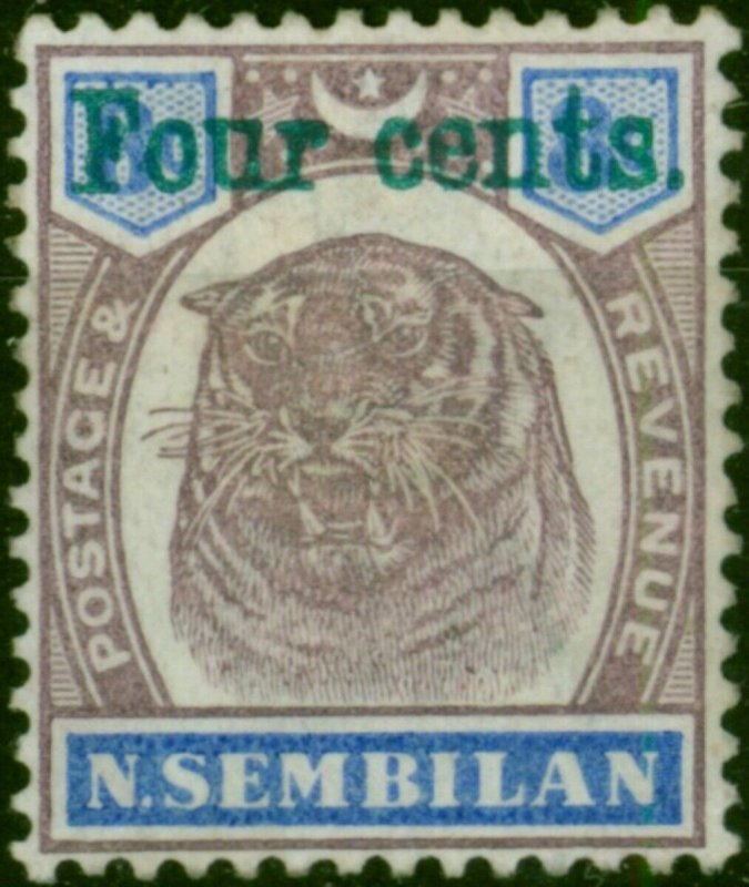 Negri Sembilan 1898 4c on 8c Dull Purple & Ultramarine SG19 Fine LMM