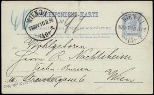 Austria Empire 10Kr Rohrpost Pneumatic Mail Postal Stationery Card G67612