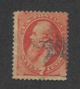 1871 US Stamp #149 7c Used Average Perf 12. StarCancel Catalogue Value $90