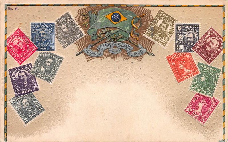 Brazil, Embossed Stamp Card, #67, Published by Ottmar Zieher, Used in 1908