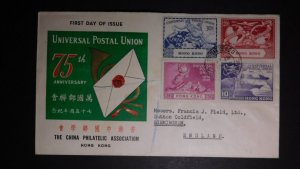 1949 Hong Kong First Day Cover To England UPU Anniversary China Philatelic Assoc