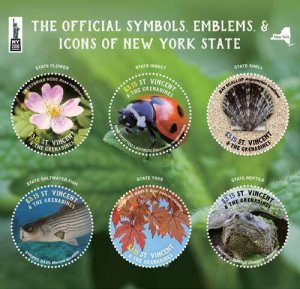 St. Vincent 2016 - Official Symbols & Icons of New York State - Sheet of 6 - MNH