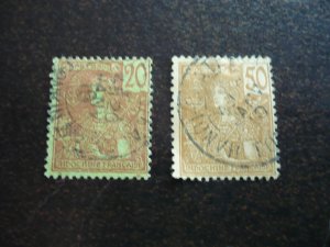 Stamps - French IndoChina - Scott# 30, 35 - Used Partial Set of 2 Stamps