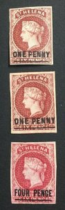 MOMEN: ST HELENA SG #3-5 IMPERFS 1863 MINT OG H LOT #60447