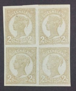 MOMEN: QUEENSLAND SG #213 BLOCK UNUSED PROOF **CERT** LOT #63687