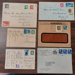 NORWAY 1945/58, Group of 6 diff covers with CHRISTMAS SEAL tied, VF