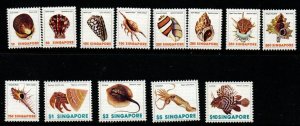 SINGAPORE SG289/301 1977 SHELLS ANS FISH  MNH