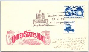 US SPECIAL POSTMARK EVENT COVER THE DETROIT GRAND PRIX RACE 1982-TYPE B
