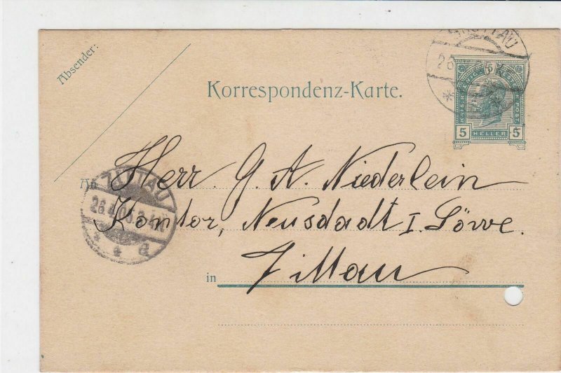 Austria 1905 Zittau Cancel  Stamps Card ref R 19435