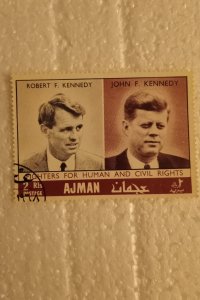 Ajman RFK & JFK Pre Canceled Postage 1968 Glassine