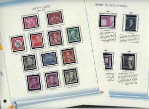 1954-66 High Values of Liberty Series and Prominent Americans on White Ace Pages