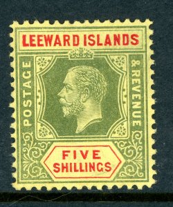 Leeward Islands 1914 British KGV 5' Green & Red  Scott #57 Mint R948 ⭐⭐⭐⭐⭐