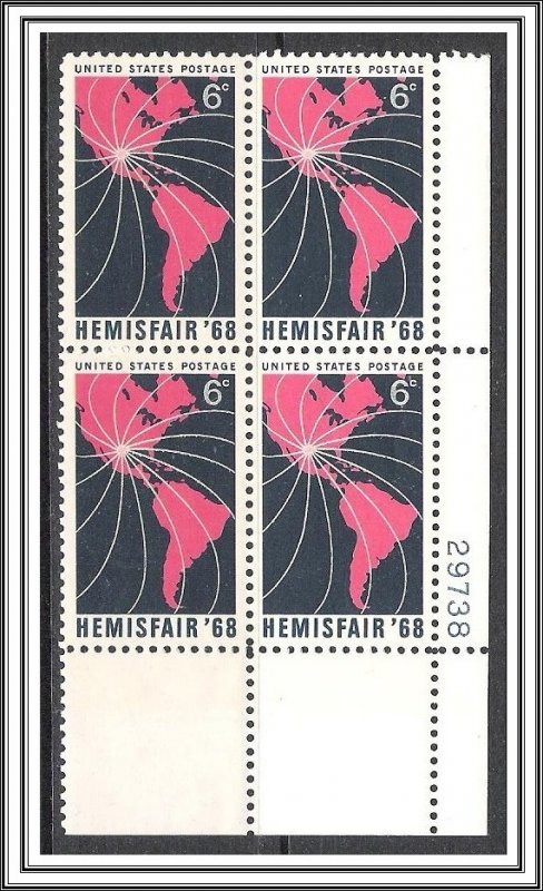 US Plate Block #1340 Hemisfair MNH