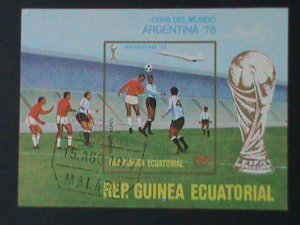 ​EQUARTORIAL GUINEA-WORLD CUP SOCCER-ARGENTINA'78 -CTO S/S VF-FANCY CANCEL