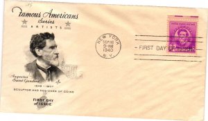 #886 Augustus Saint-Gaudens -Famous Americans- Artcraft Cachet DH22