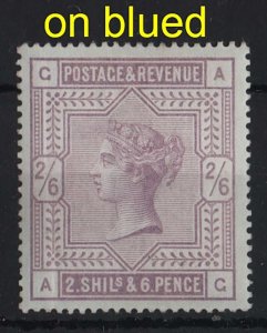 GB 1883 2/6d on blued sg175 in the typical pale shade very fine mint, natural