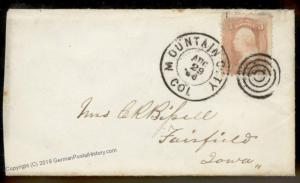 USA 1866 Colorado Territory MOUNTAIN CITY Cover Gold Rush Mining Town 88526