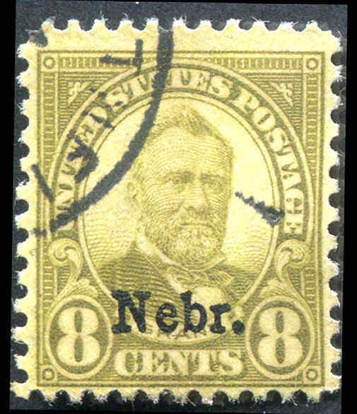 1929 US Nebraska Overprint 8¢ Olive Green Grant