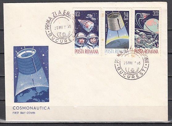 Romania, Scott cat. 1764-1766. American & Russian Space. First day Cover. ^