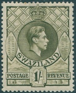 Swaziland 1938 SG35a 1/- olive KGVI p13Â½x13 MH